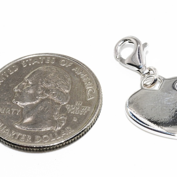 $395 .925 Sterling Silver .20CT Natural Blue Sapphire Solitaire Heart Pendant - Picture 4 of 6